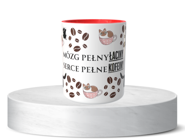 Śmieszny Kubek Dla Medyka - Mózg pełny łaciny, serce pełne kofeiny